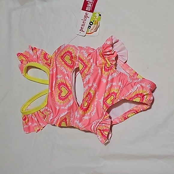 Penelope Mack Baby Girls Tie-Dye Heart Swimsuit Multicolor 12 Months New - Picture 2 of 10